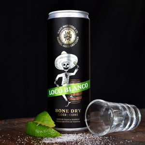Can of bone-dry Ontario hard cider, aged in tequilla barrels