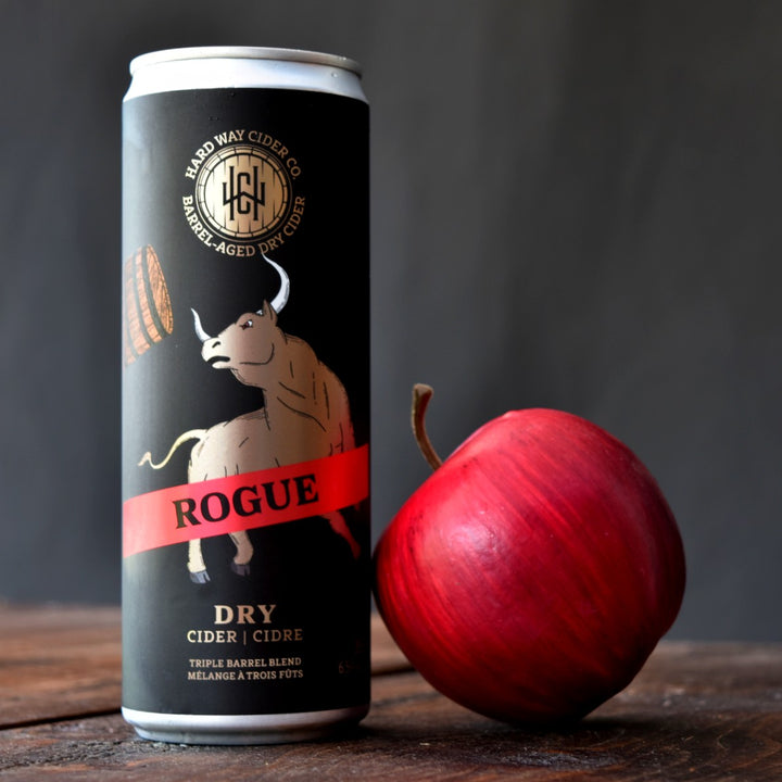 Can of dry cider, triple barrel blend with cane sugar, hints of oak, spice & caramel. Sugar & gluten-free